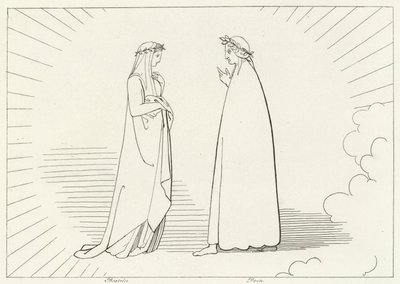 Beatrice og Dante, Paradise, Canto 7 (gravering) av John (after) Flaxman