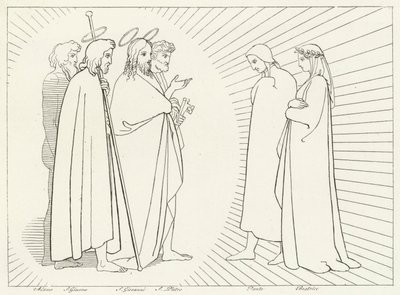 Konferanse med St John, Paradise, Canto 26 (gravering) av John (after) Flaxman