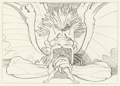 Dis, eller Lucifer, Inferno, Canto 34 (gravering) av John (after) Flaxman