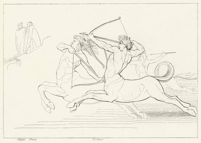 Møte med kentaurene, Inferno, Canto 12 (gravering) av John (after) Flaxman
