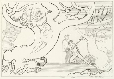 Forest of Harpies, Inferno, Canto 13 (gravering) av John (after) Flaxman
