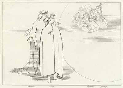 Innbyggere av månen, paradis, Canto 3 (gravering) av John (after) Flaxman