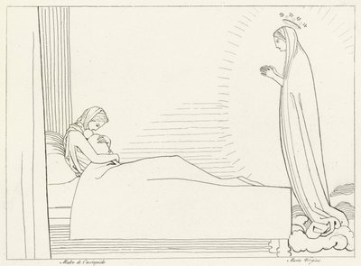The Birth of Cacciaguida, Paradise, Canto 15 (gravering) av John (after) Flaxman