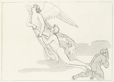 The Deliverance of Buonaconte, Purgatory, Canto 5 (gravering) av John (after) Flaxman