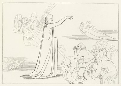 The Descent of Christ, Inferno, Canto 4 (gravering) av John (after) Flaxman