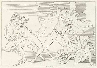 The Fiery Serpents, Inferno, Canto 24 (gravering) av John (after) Flaxman