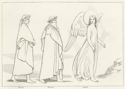 The Guiding Angel, Purgatory, Canto 15 (gravering) av John (after) Flaxman