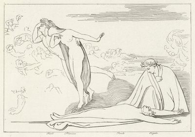 The Lovers Punished, Inferno, Canto 5 (gravering) av John (after) Flaxman