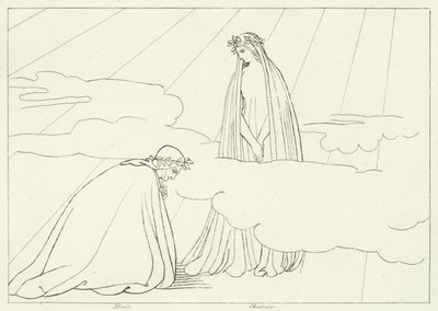 The Lunar Sphere, Paradise, Canto 2 (gravering) av John (after) Flaxman