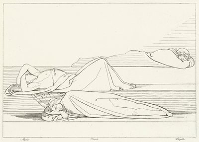 The Poets Reposing, Purgatory, Canto 27 (gravering) av John (after) Flaxman