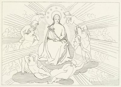 Jomfru Maria, Paradise, Canto 31 (gravering) av John (after) Flaxman