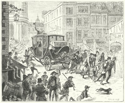 Den franske diplomaten Jacques Lauriston i London for å formidle ratifiseringen av freden i Amiens av John (after) Gilbert