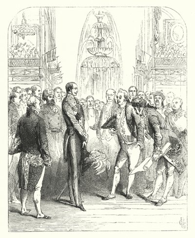 Prins Albert og de kongelige kommissærer på den store utstillingen i 1851, Crystal Palace, Hyde Park, London (gravering) av John (after) Gilbert