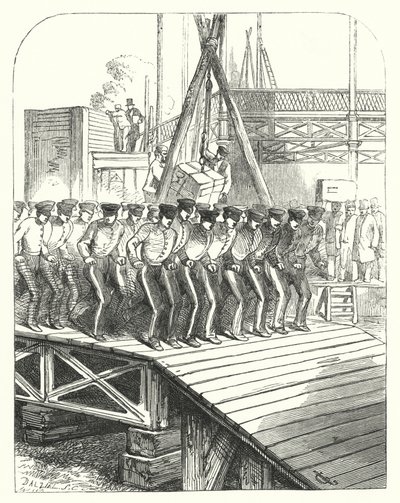 Sappere og gruvearbeidere som jobber på stedet for Crystal Palace, Hyde Park, London, stedet for den store utstillingen i 1851 (gravering) av John (after) Gilbert