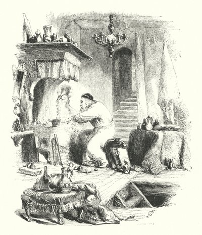 Alkymisten (gravering) av John (after) Gilbert