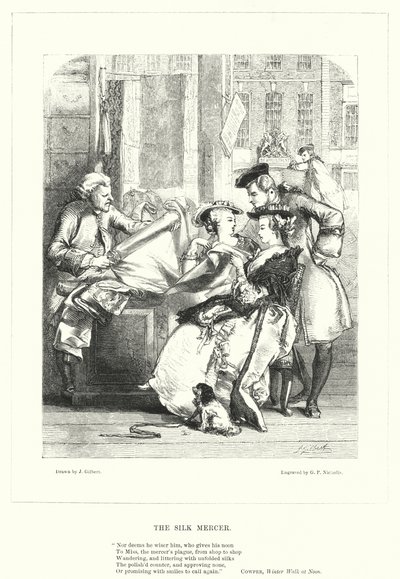 The Silk Mercer (gravering) av John (after) Gilbert