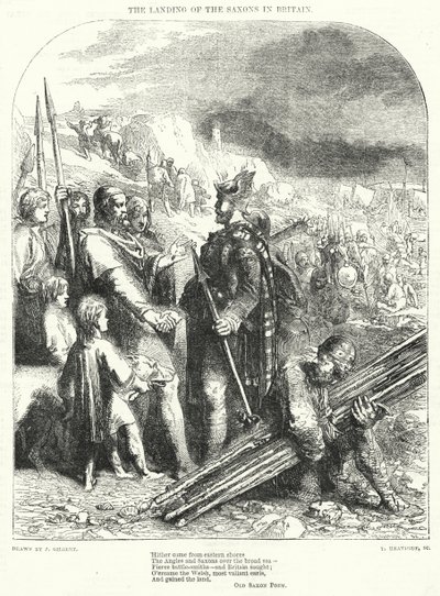 Landingen av sakserne i Storbritannia (gravering) av John (after) Gilbert