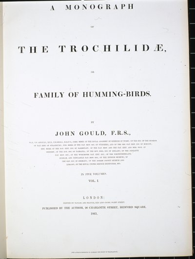 Frontispice (håndfarget litho) av John (after) Gould