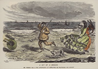 A Bit of a Breeze (farget gravering) av John (after) Leech