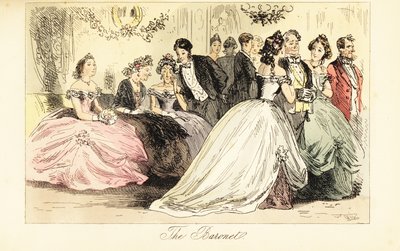 Ankomst av aristokratiet på et danseball i et storslått hus av John (after) Leech