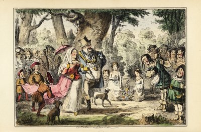 Kong Henry VIII av England feirer 1. mai med sin første dronning Katarina av Aragon, rundt 1509 av John (after) Leech