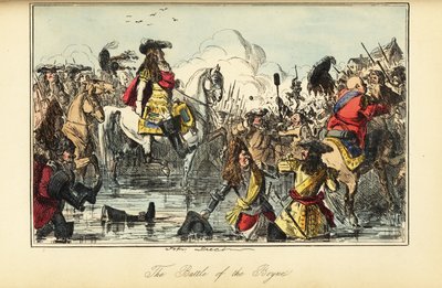Kong William II krysser elven i slaget ved Boyne, Irland av John (after) Leech