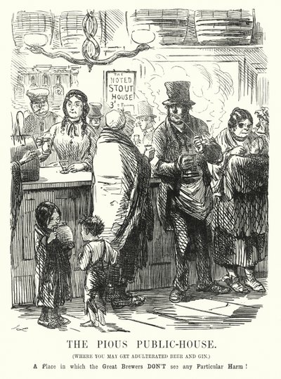 Punch tegneserie: The Pious Public House (gravering) av John (after) Leech