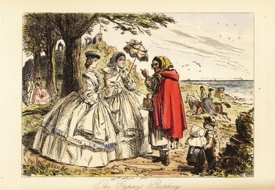 Rosa McDermott og moren hennes hører en profeti fra en romansk kvinnes spåkone under en spasertur av John (after) Leech