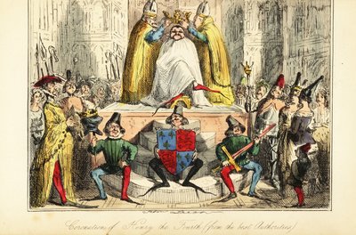 Kroningen av kong Henry IV av England med en enorm krone av John (after) Leech