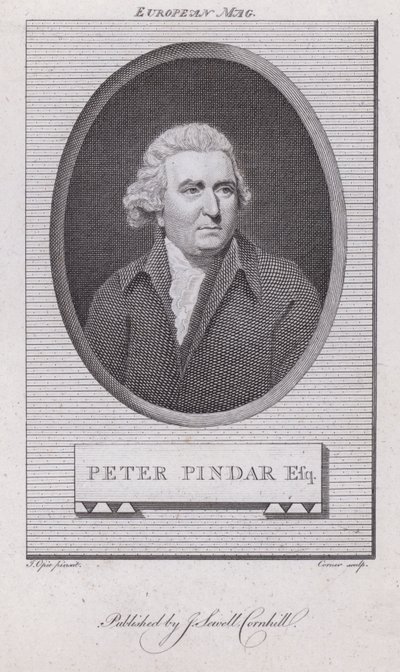 John Wolcot , engelsk lege og satiriker som skrev under pennenavnet Peter Pindar (gravering) av John (after) Opie