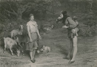 Touchstone og Audrey, As You Like It (gravering) av John (after) Pettie