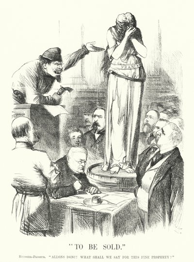 Punch tegneserie: Skal selges - Paris-kommunen (gravering) av John (after) Tenniel