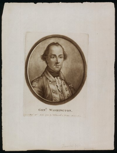 Portrett av general [George] Washington (gravering) av John (after) Trumbull