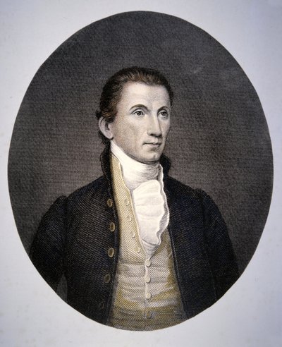 James Monroe (1758-1831) gravert av Asher Brown Durand (1796-1886) (farget gravering) av John (after) Vanderlyn