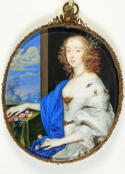 Lady Mary Villiers, hertuginne av Lennox og Richmond (akvarell på vellum) av John (attr. to) Hoskins