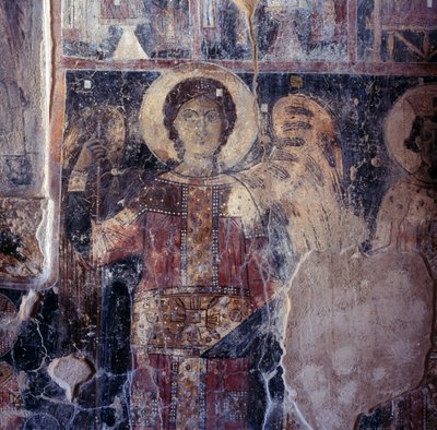 Angel, freskomaleri i den bysantinske kirken Agios Nikolaos, Maza, Kreta, Hellas av Walter Charles Mills