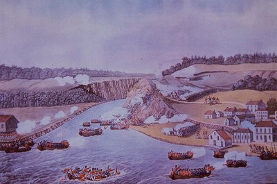 Slaget ved Queenston Heights (farge litho) av Walter Charles Mills