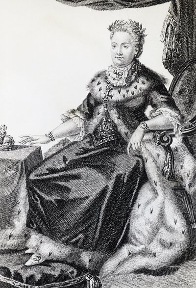 Catherine II, født Sophie Friederike Auguste (1729-1796), keiserinne av Russland, gravering av Walter Charles Mills