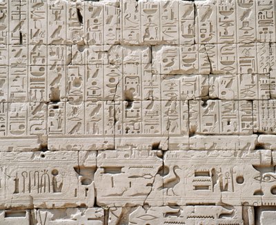 Egypt, Luxor Governorate, Karnak, Great Temple of Amon, Great Hypostyle Hall, Detalj av ytterveggen av Walter Charles Mills