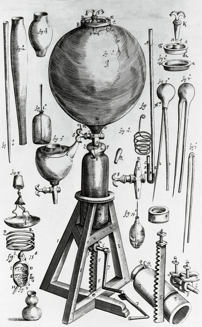 Nye fysisk-mekaniske lufteksperimenter, av Robert Boyle (1627-1691), gravering av Walter Charles Mills