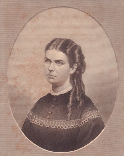 Portrett av Ada Kinsman (1845-1871), kone til pastor Edward Archibald Wanless, gravering av FE Jones, rundt 1870 av Walter Charles Mills