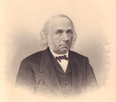 Portrett av den amerikanske industrimannen og metodistpastoren Thomas T Tasker (1799-1892), gravering av FE Jones fra ladies
