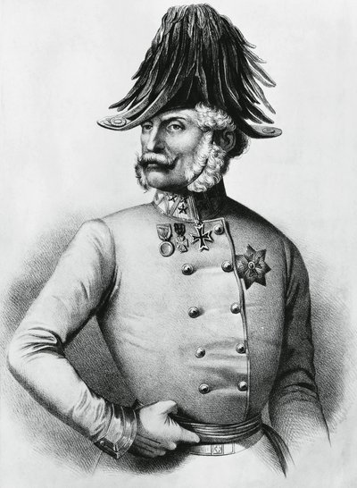 Portrett av Ferencz Gyulai (1798-1868), østerriksk-ungarsk general og politiker, gravering av Walter Charles Mills
