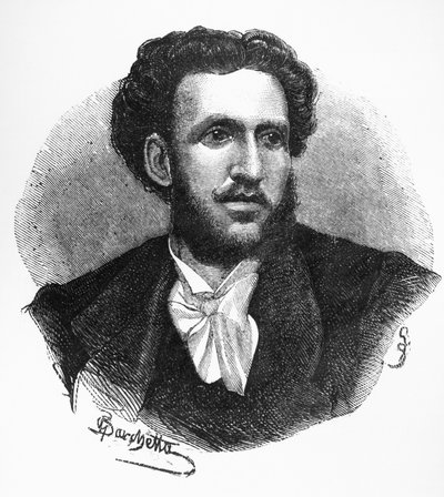 Portrett av Iginio Ugo Tarchetti (1839-1869), italiensk forfatter, poet og journalist, gravering av Walter Charles Mills
