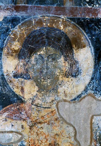 Saint, fresco av Ioannis Pagomenos i St Nicholas Chapel, Maza, Kreta, Hellas (bilde) av Walter Charles Mills