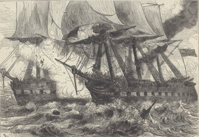 Sea Battle (litho) av Walter Charles Mills