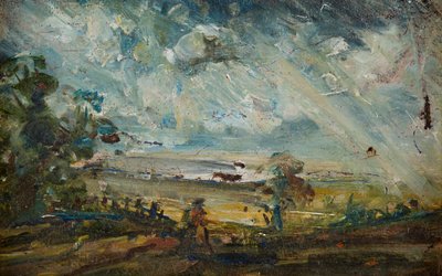 Plein Air Sketch of a Bay (olje på lerret) av John (manner of) Constable