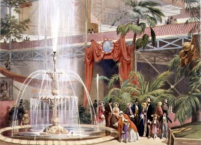 Crystal Palace, utsikt i det nordlige transeptet (farget litho) av John Absolon