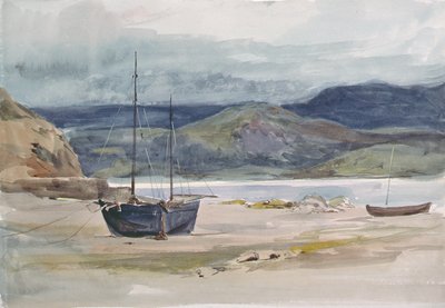 Kupert kystscene med båter, 1800-tallet av John Absolon
