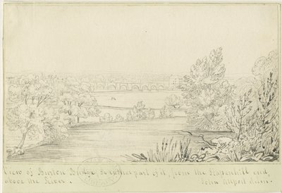 Burton-upon-Trent Bridge and Town: pennetegning, nd [c 1817] (tegning) av John Allport
